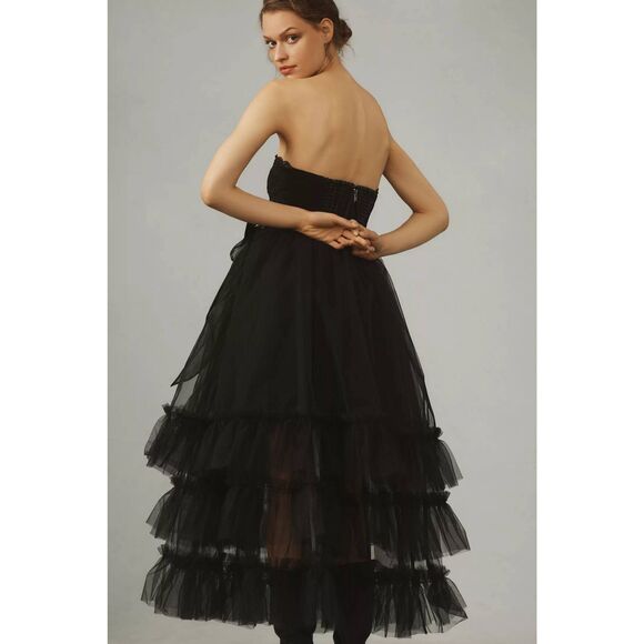 Pilcro Strapless Tulle Lace Midi Dress - Picture 2 of 10